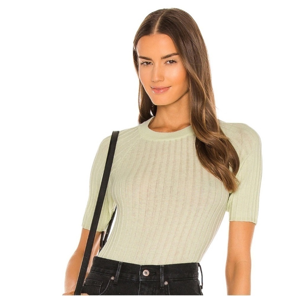 Free People Ribbed Morning Swit Tee in Sugared Mint